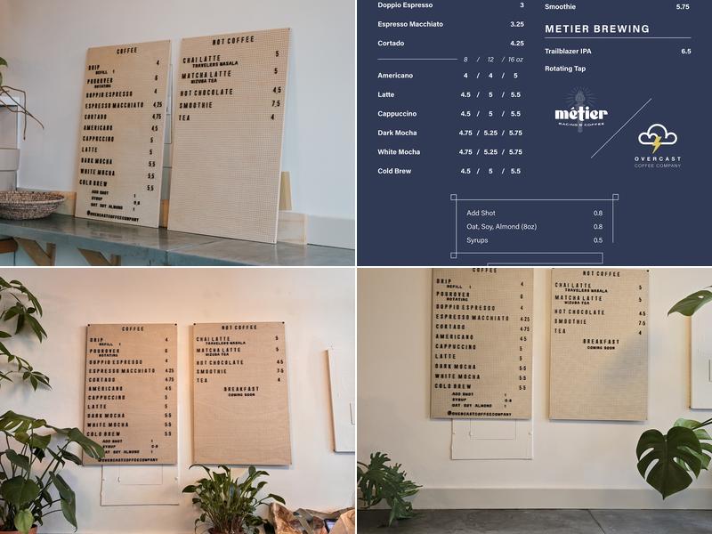 Overcast Coffee Menu