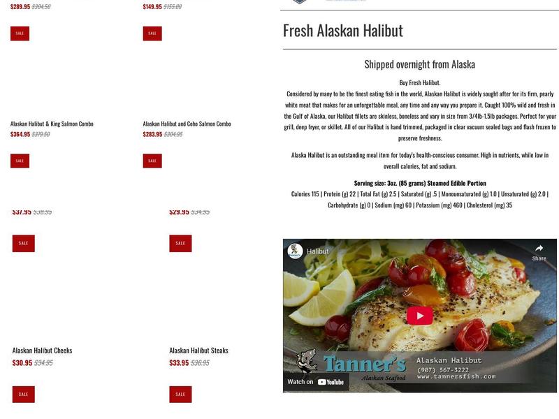 Tanner's Alaskan Seafood Menu
