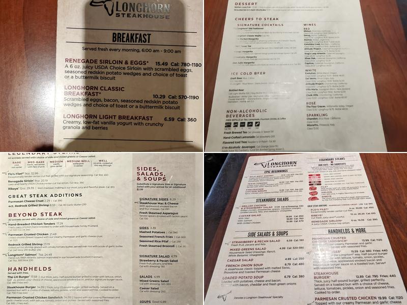 LongHorn Steakhouse Menu