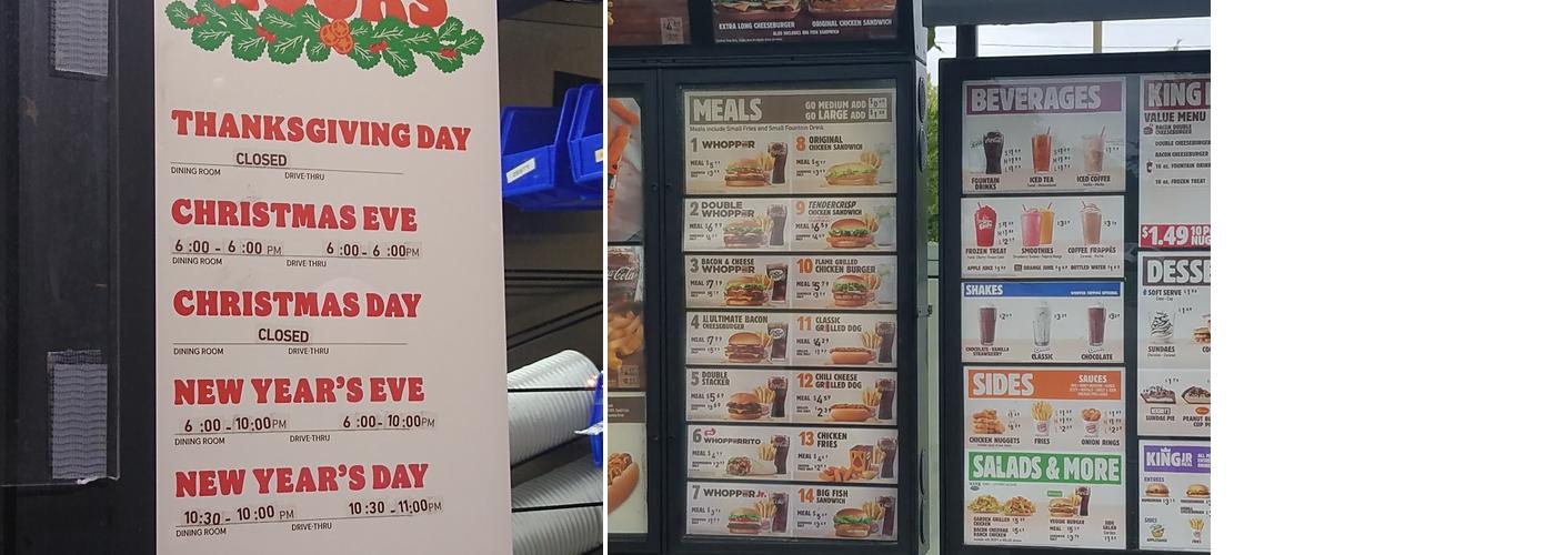 Burger King Menu