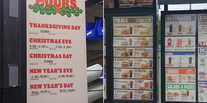 Burger King Menu