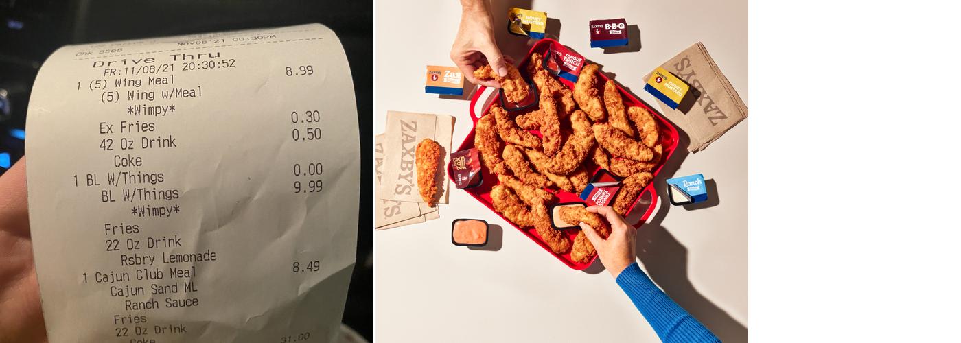 Zaxbys Chicken Fingers & Buffalo Wings Menu