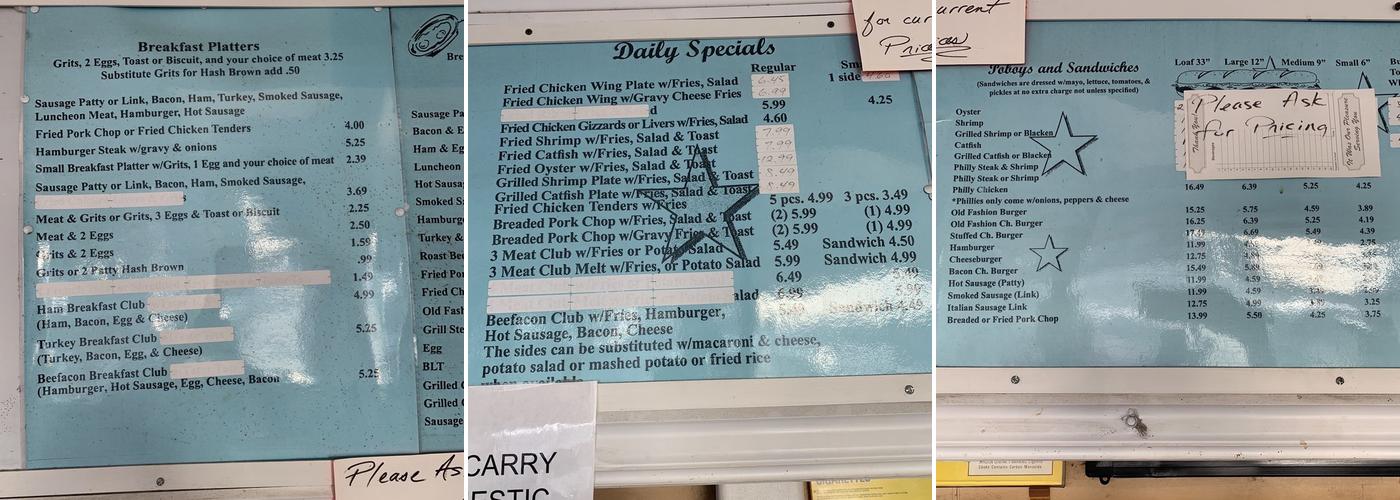 T & B Menu