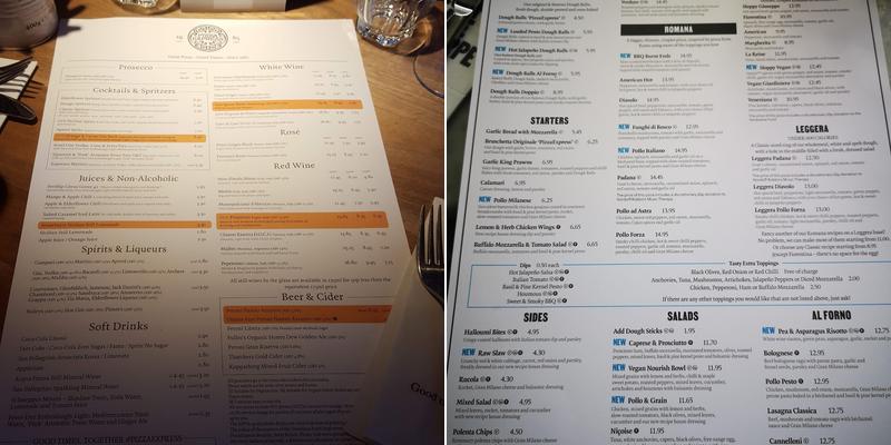 Pizza Express Menu