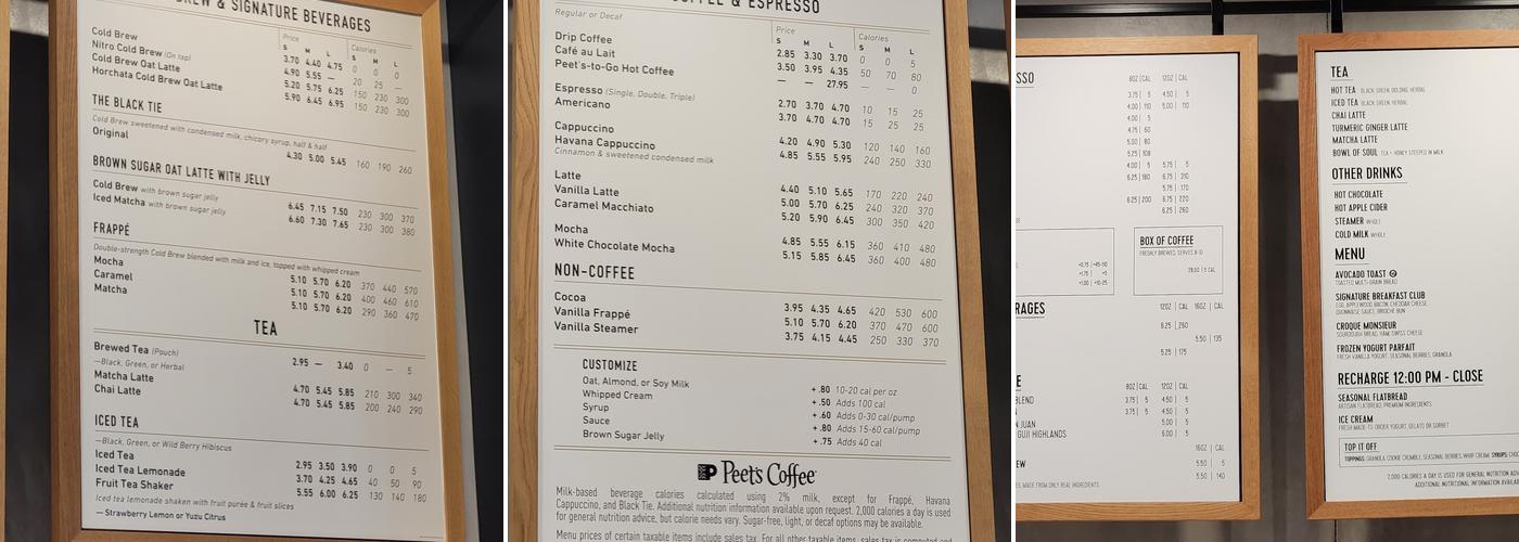 Capital One Café Menu