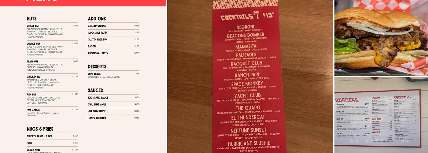 Hamburger Hut Menu