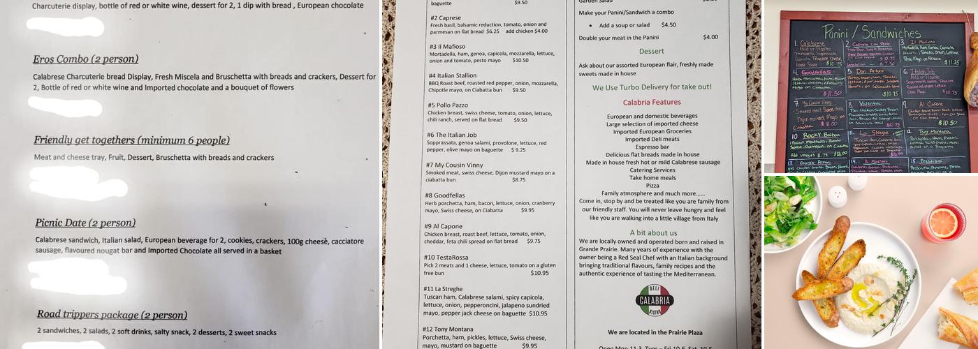 Calabria Deli & Bistro Menu