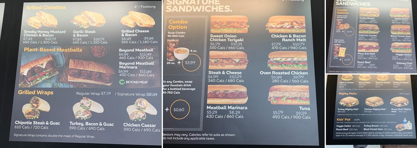 Subway Menu