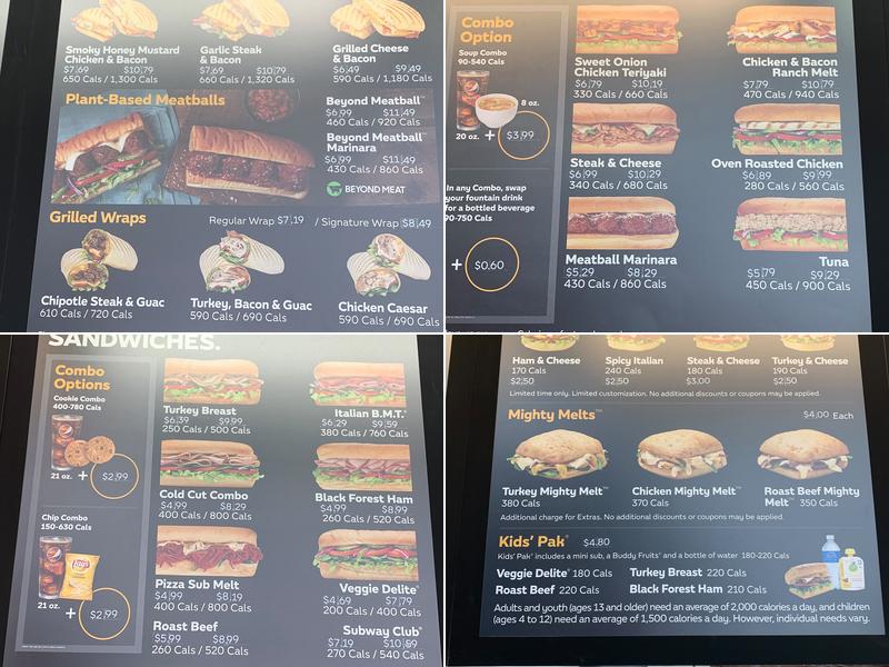 Subway Menu