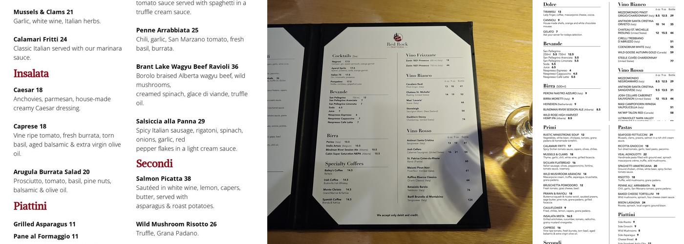 Red Rock Trattoria Menu