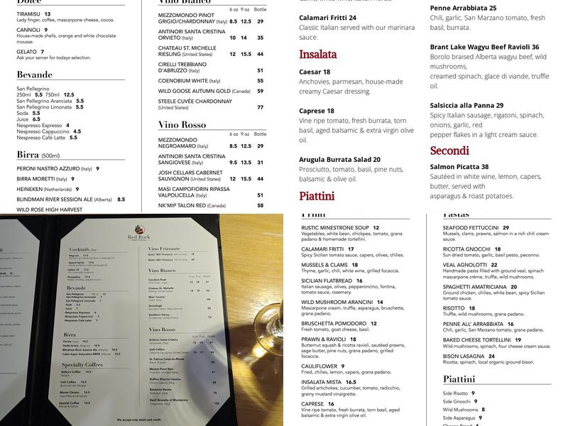 Red Rock Trattoria Menu