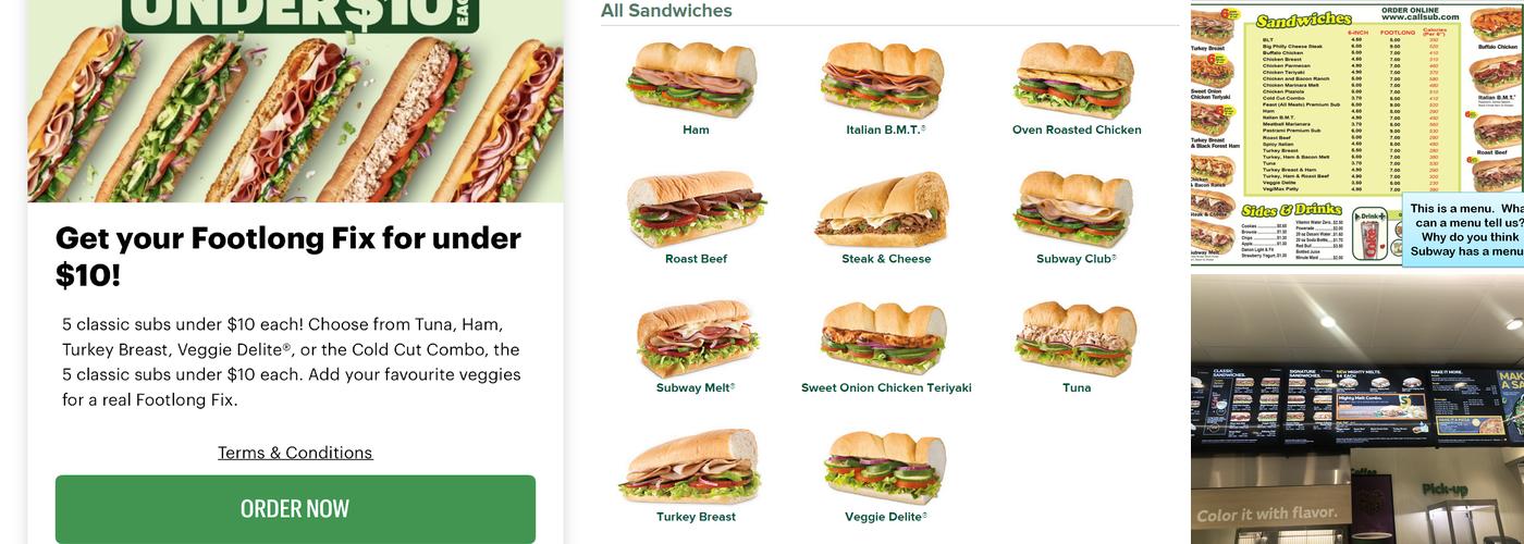 Subway Menu