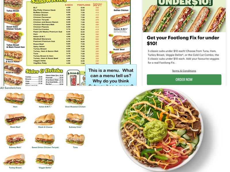 Subway Menu