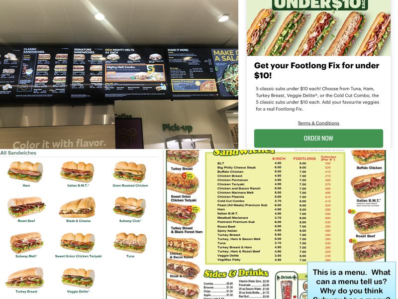 Subway Menu