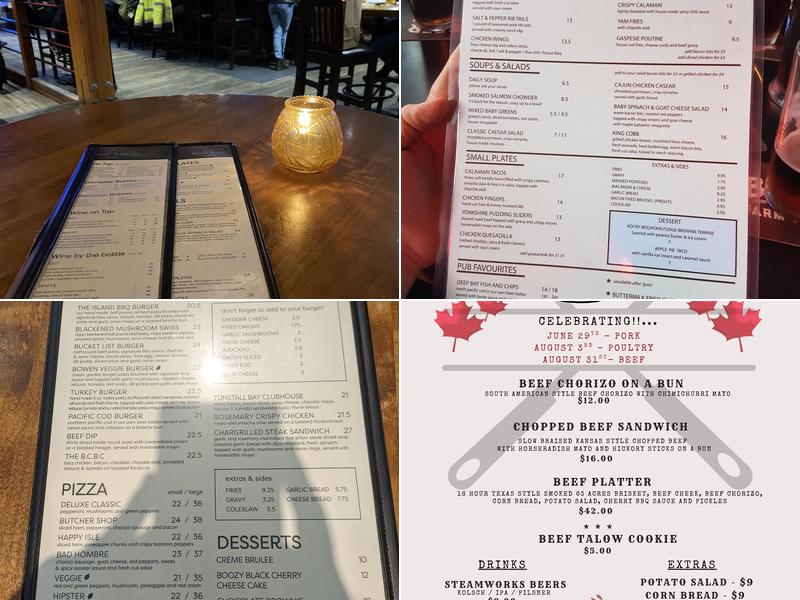 Bowen Island Pub Menu