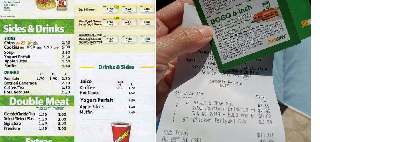 Subway Menu
