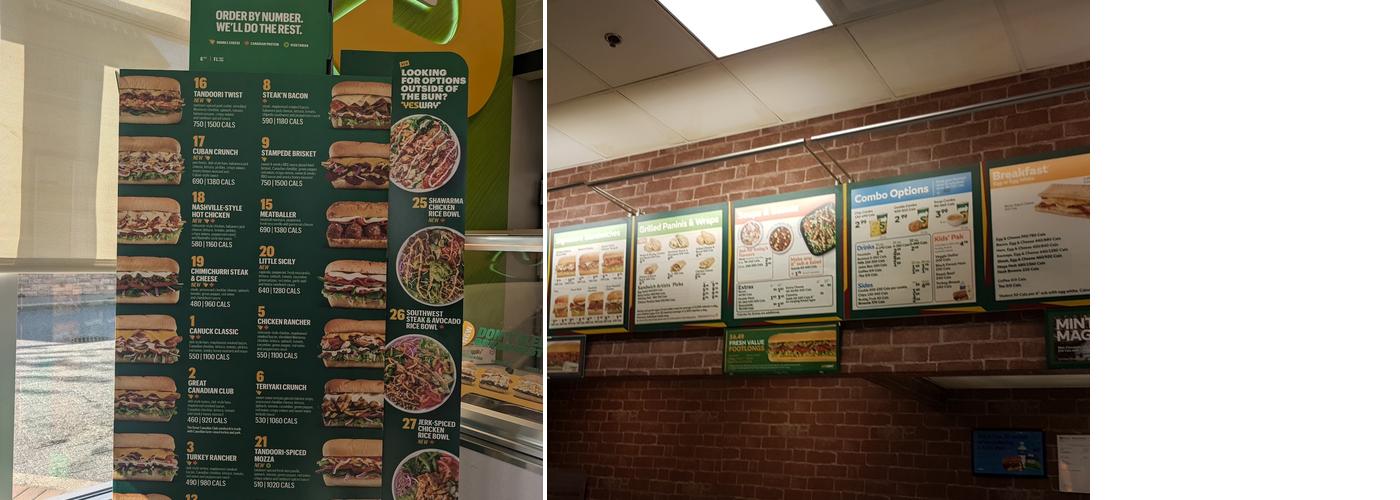 Subway Menu