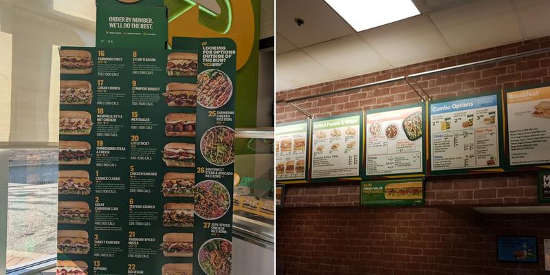 Subway Menu