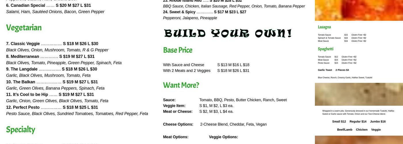 Salt and Peppers Pizzeria Menu