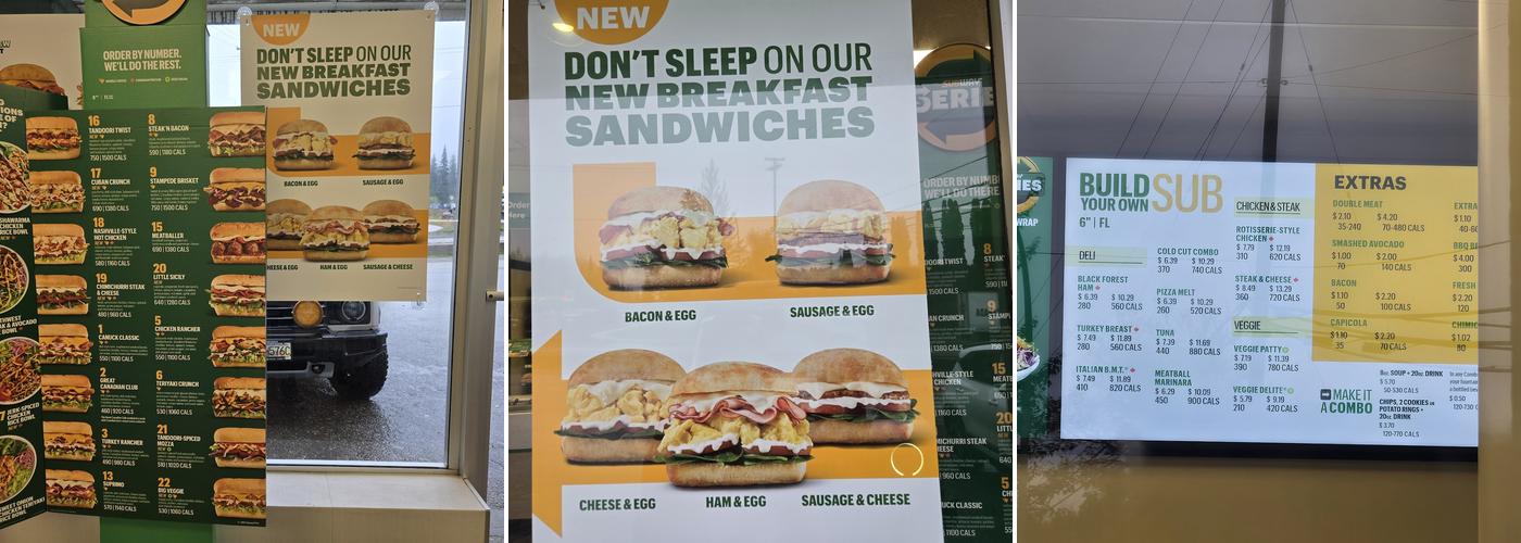 Subway Menu
