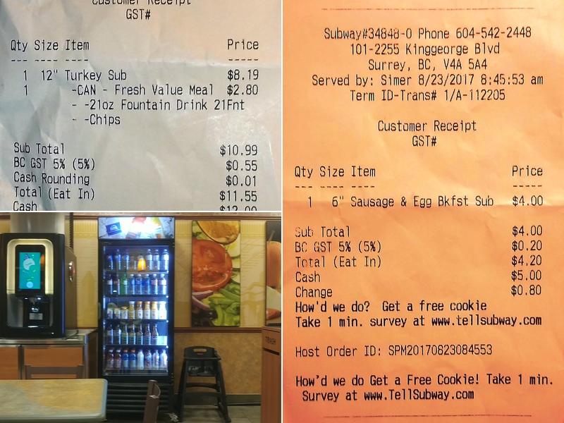 Subway Menu