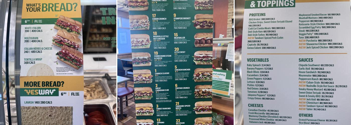 Subway Menu