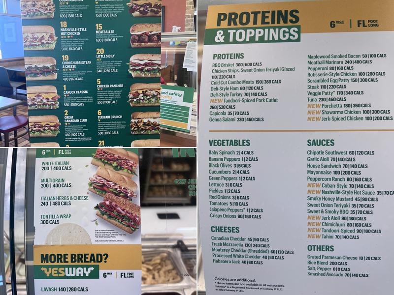 Subway Menu