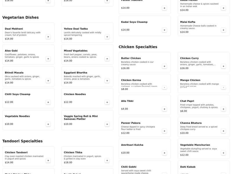 Tandoori Flare Menu