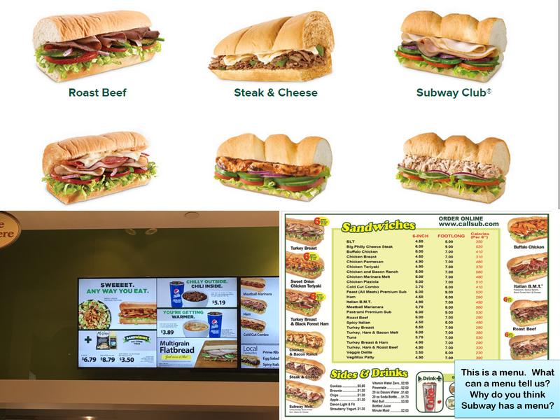 Subway Menu
