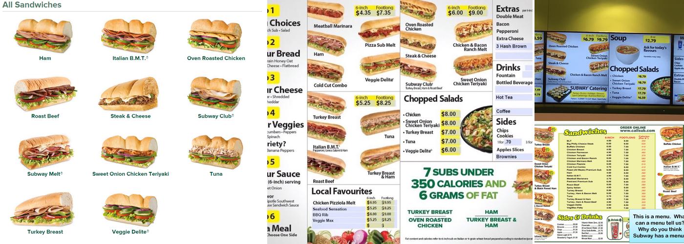 Subway Menu