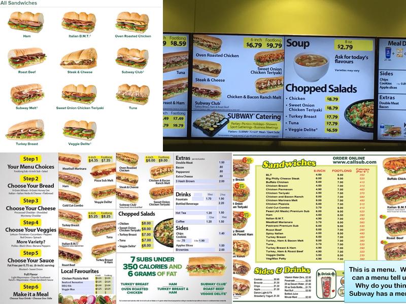 Subway Menu