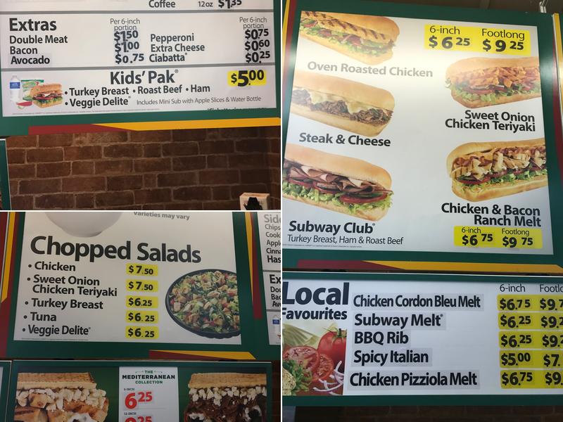 Subway Menu