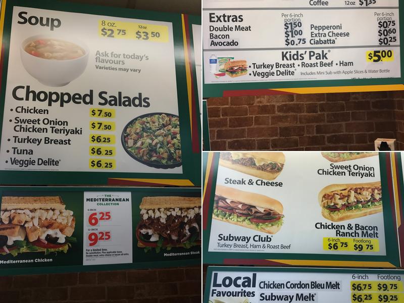 Subway Menu