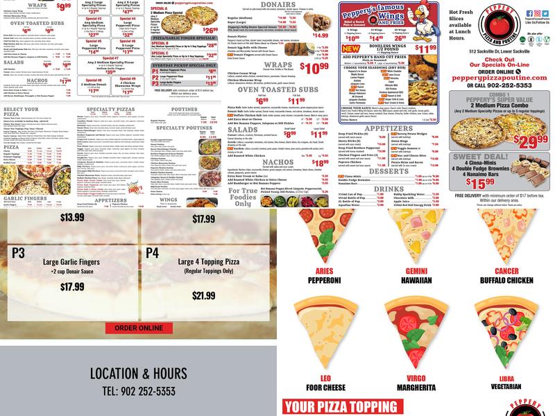 Peppery Pizza and Poutine Menu