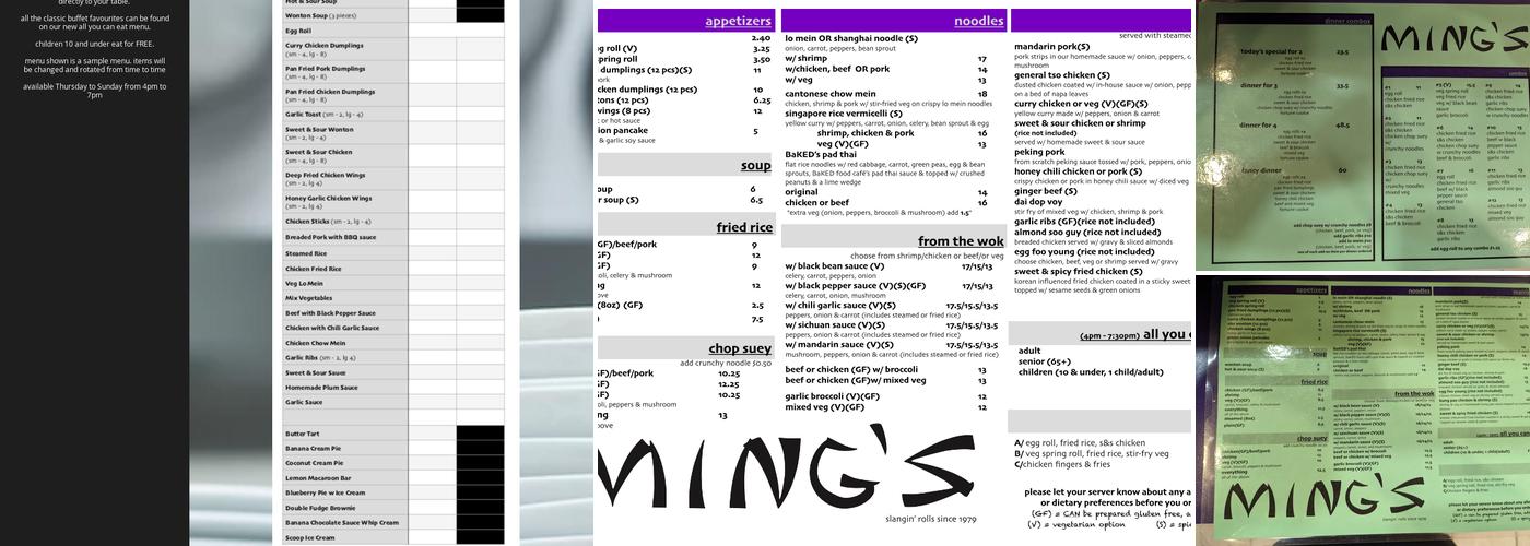 Ming's Restaurant Menu