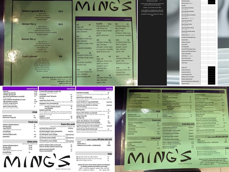 Ming's Restaurant Menu