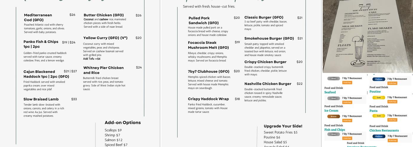 7 by 7 Restaurant Menu
