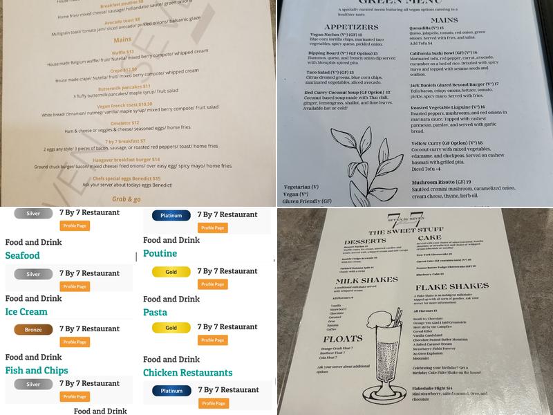 7 by 7 Restaurant Menu