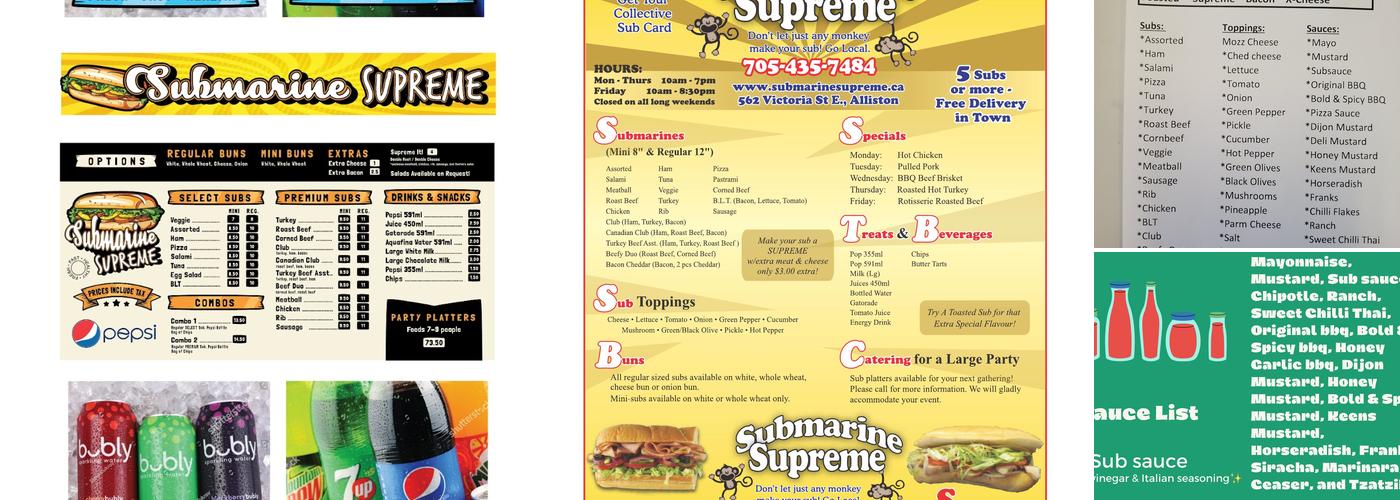 Submarine Supreme Menu