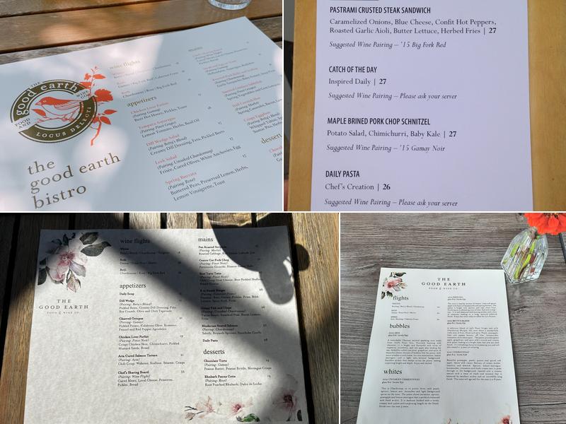 The Good Earth Food and Wine Co. Menu
