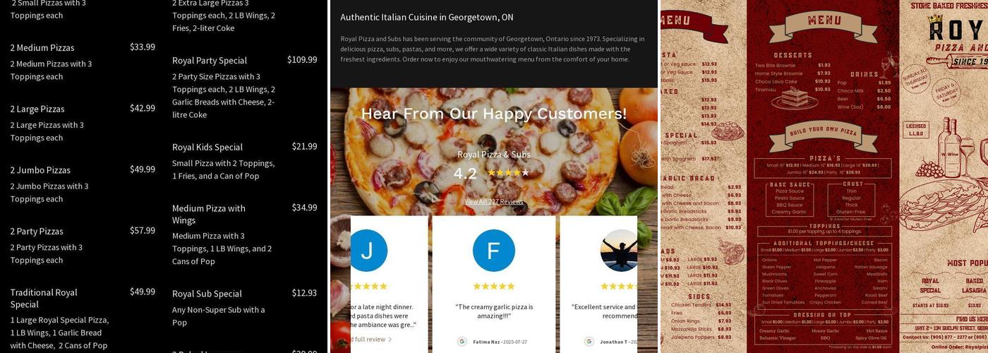 Royal Pizza & Subs Menu