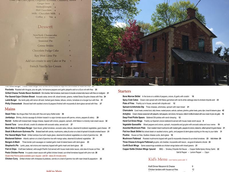 Copper Kettle Pub Menu