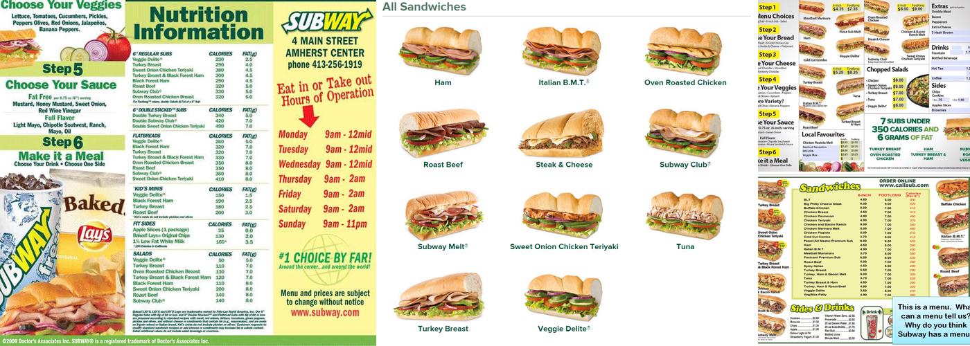 Subway Menu