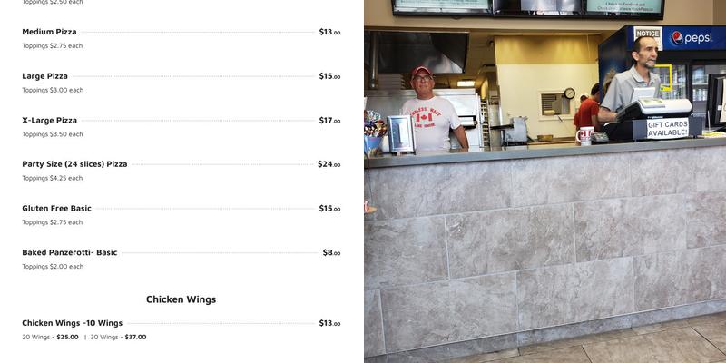 Quick Pizza Menu