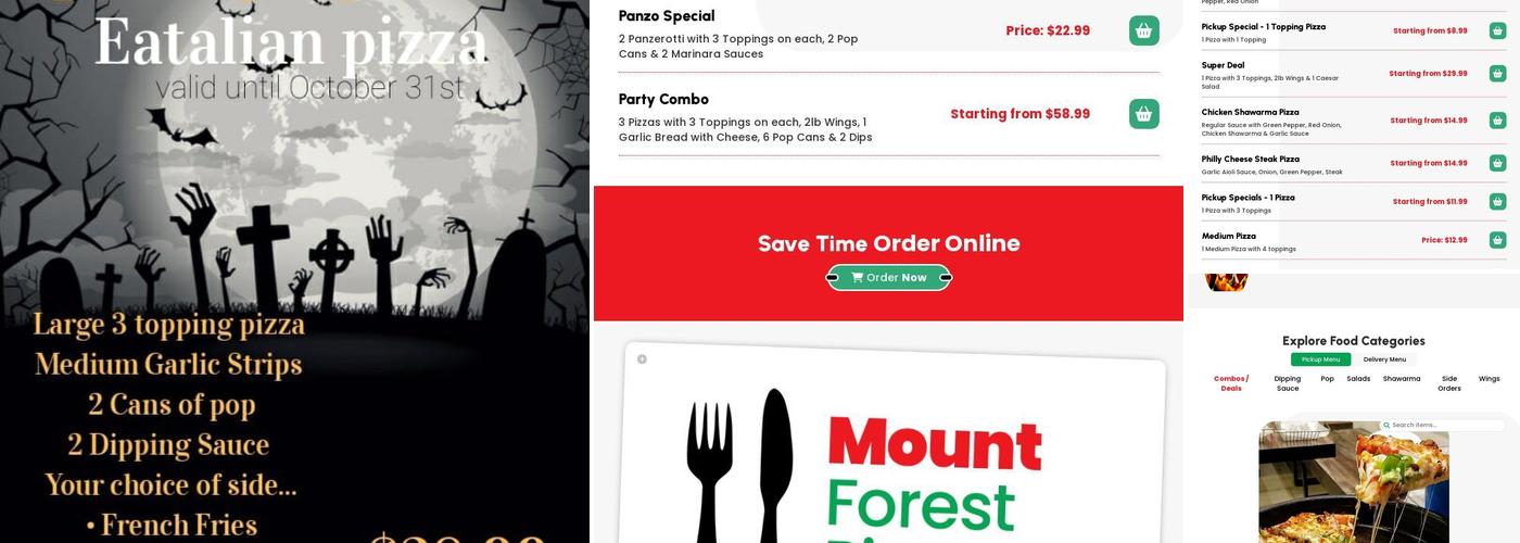 Mount Forest pizza Menu