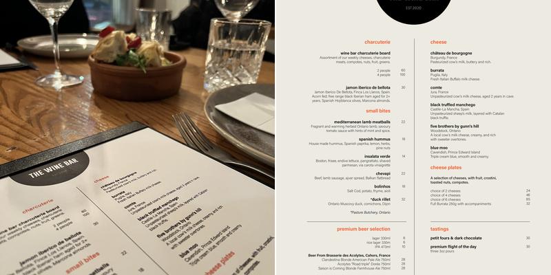 The Wine Bar Menu