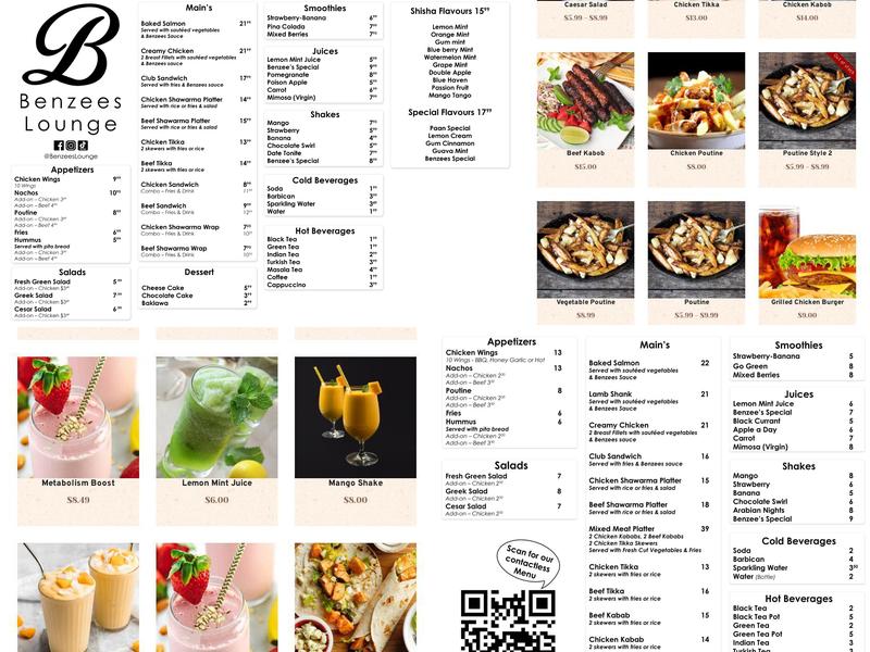 Benzees Lounge Menu