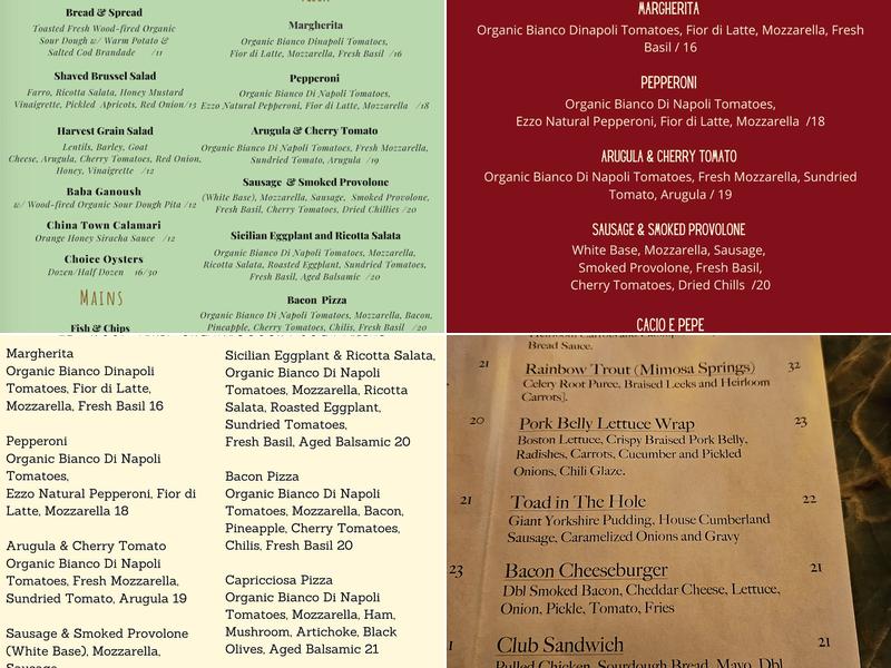 Botham’s Menu