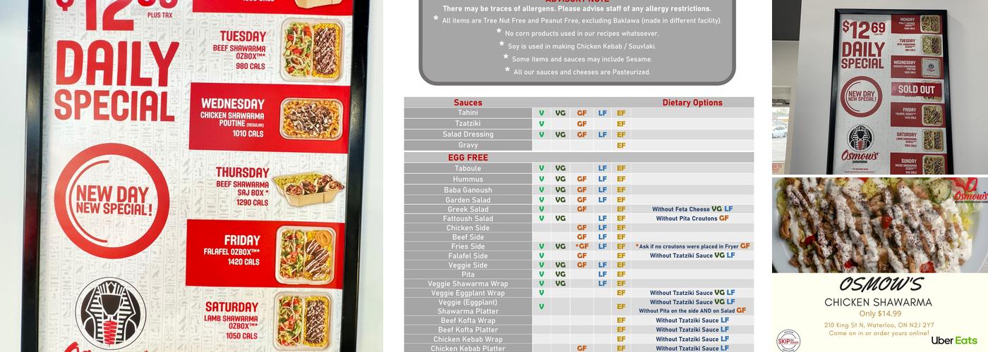 Osmow's Shawarma Menu