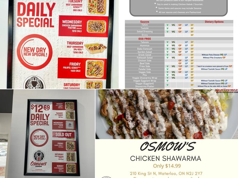 Osmow's Shawarma Menu